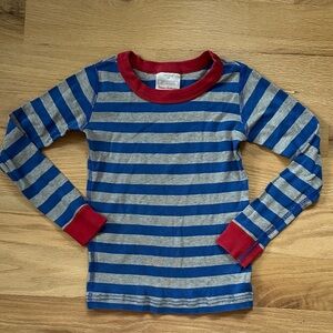Hanna Andersson gray/blue pajama stripe top with red trim kids size 5/ EUR 110
